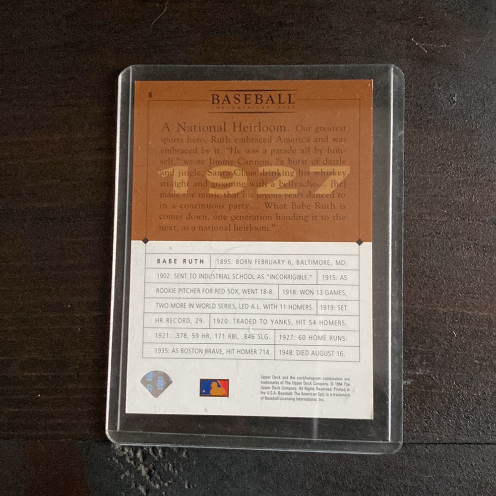 Babe Ruth Baseball Card - Picture 2 of 2